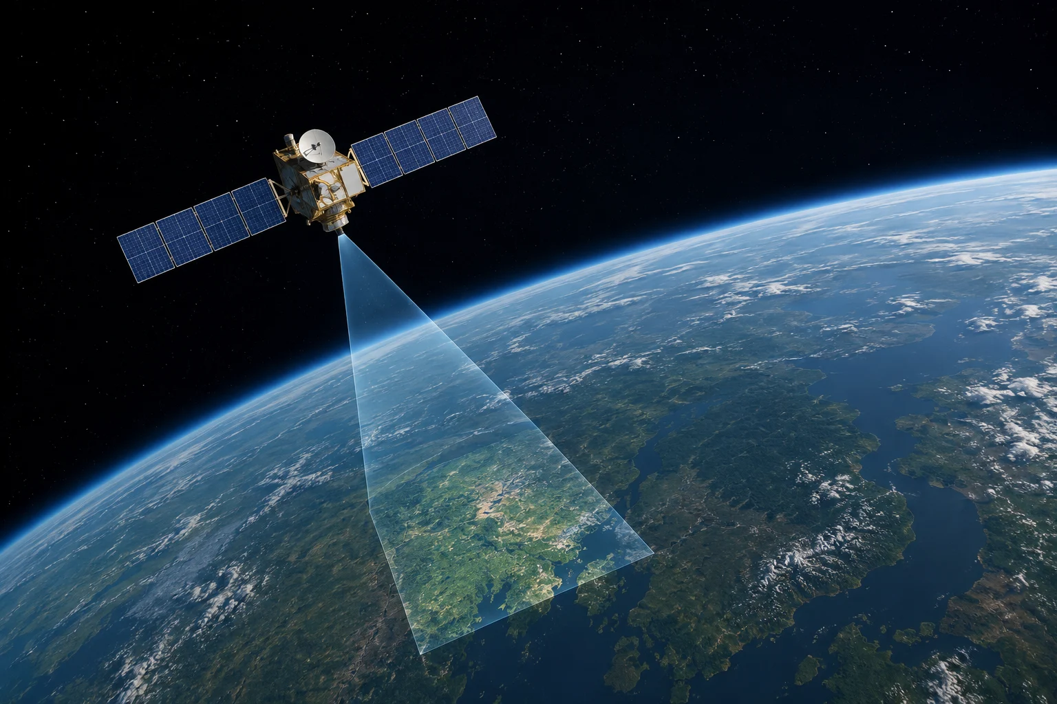High-resolution satellite imagery of Earth Optical satellite imagery for land monitoring Satellite imagery used for GIS mapping Earth observation satellite capturing imagery What is satellite imagery illustration Satellite map showing urban development